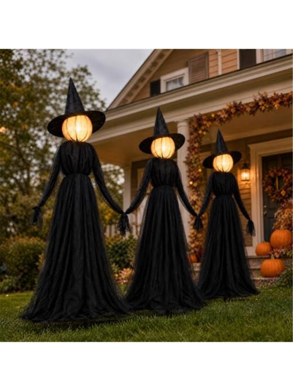 Halloween Witch Decorations Outdoor, 5FT Set of 3 Lighted Witches